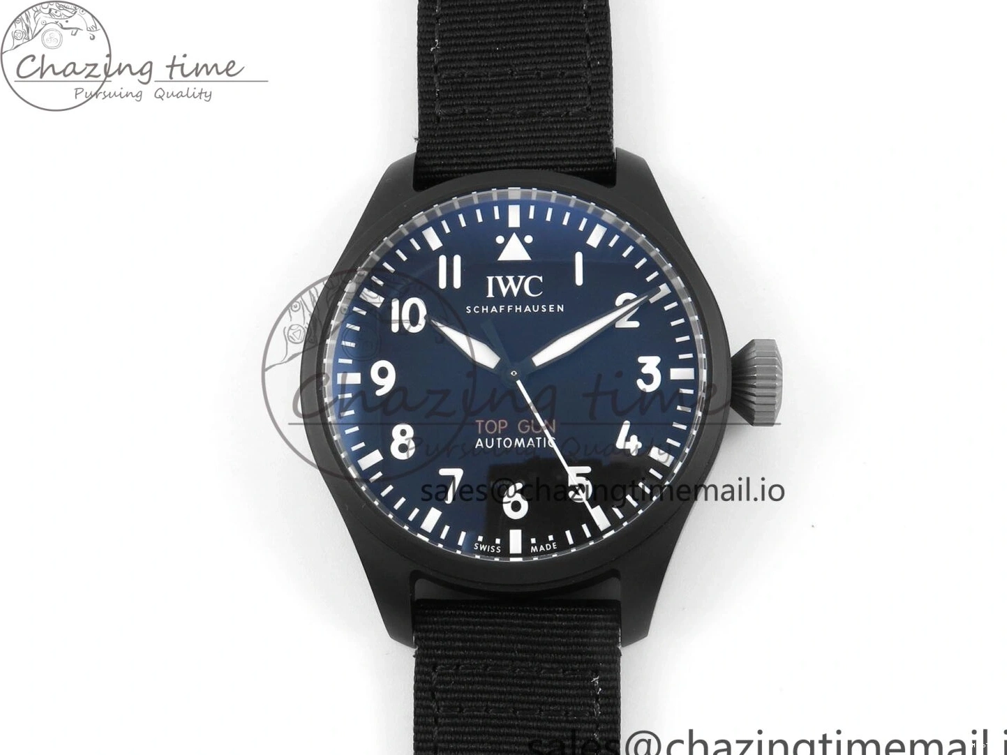MIROTIME 0326 Durable Pilot Top Gun IW326901 M+F 1:1 Best Edition Black Dial on Black Nylon Strap MY 7003